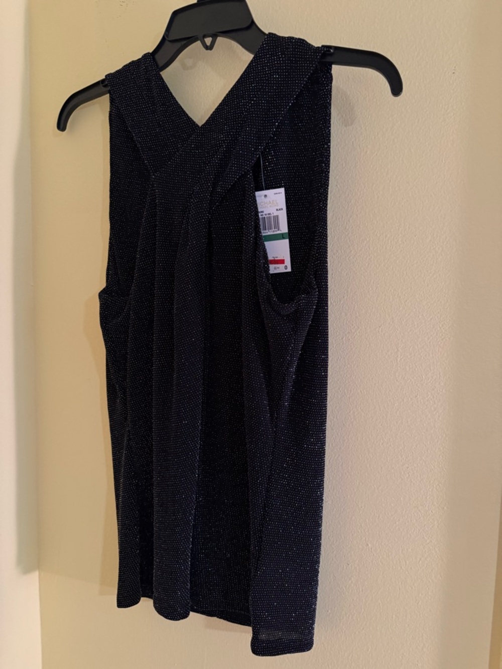 Black Sparkle Sleeveless V-Neck top